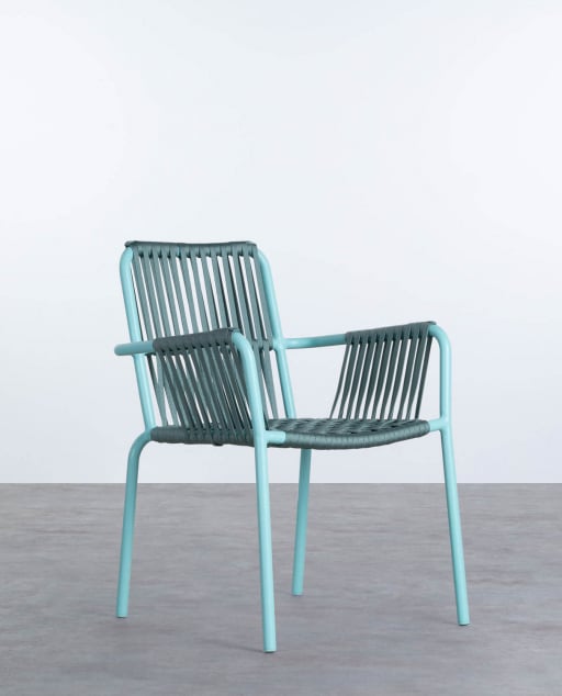 Aluminium and Rope Dining Chair Drian Trend - Light blue