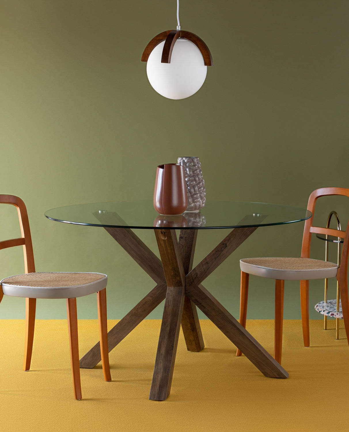 Round Wooden and Glass Dining Table (Ø120 cm) Vuoto, gallery image 2