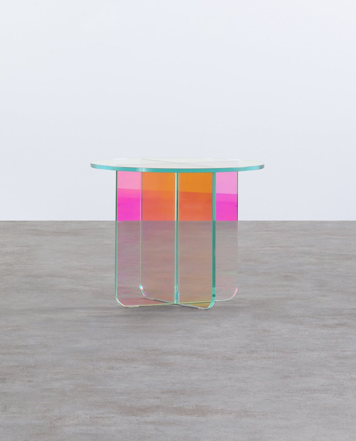 Round Iridisent Tempered Glass Side Table (Ø50 cm) Iris, gallery image 1