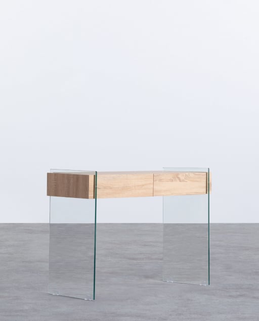 Galad Console in Wood and (110x40 cm) Glass