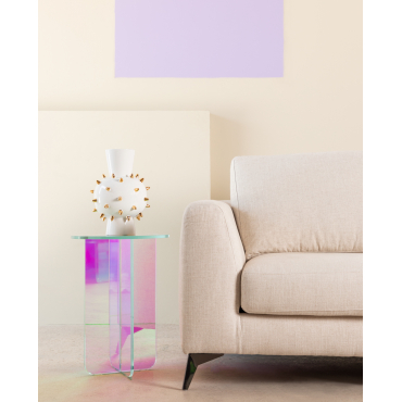 Round Iridescent Tempered Glass Side Table (Ø40 cm) Iris iridescent - The Masie