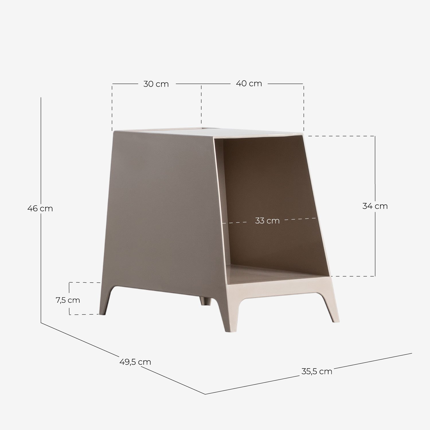 Bedside Table Abs (35,5x49,5 cm) Tebe, measurements