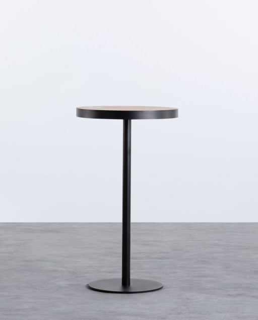 Round Wood and Metal High Table (Ø60 cm) Zoar 