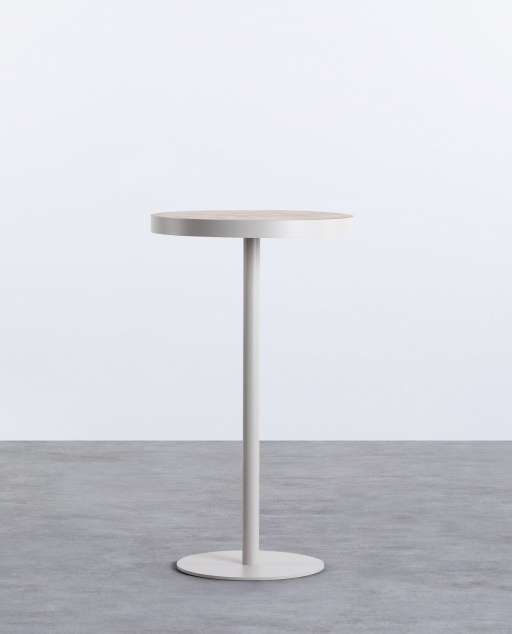 High Round Wood and Steel Table (Ø60 cm) Zoar 