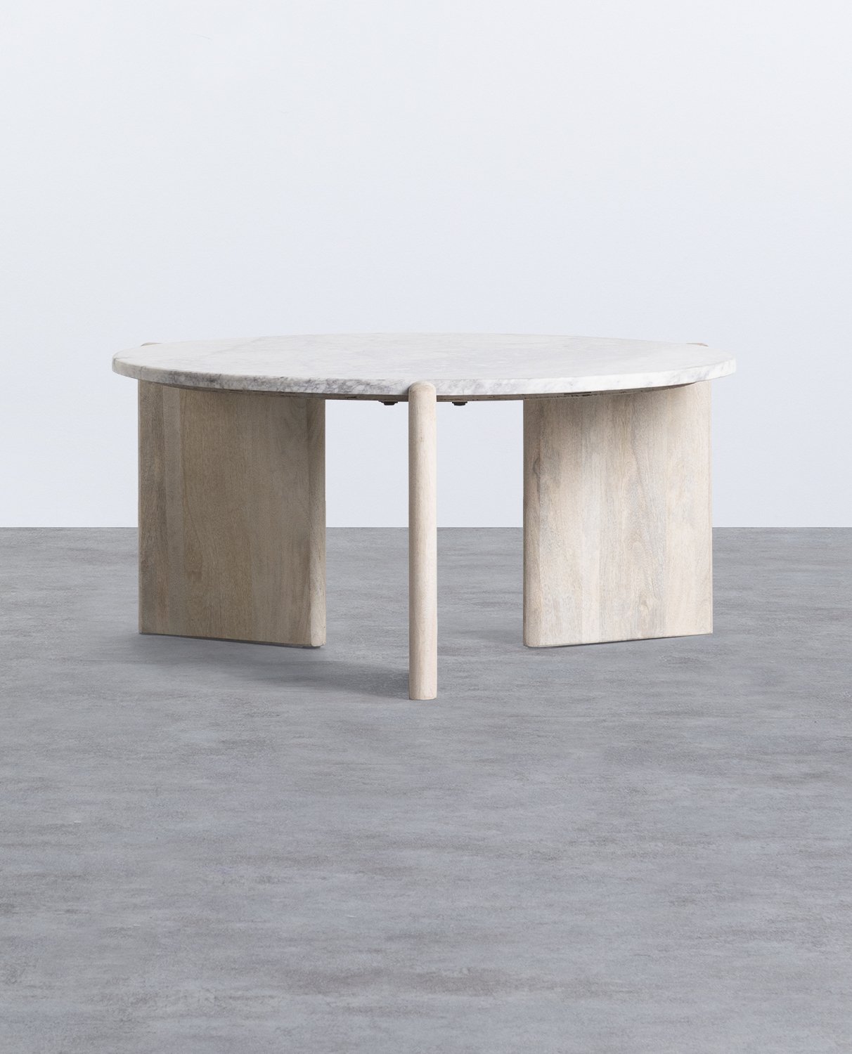 Round Mango Wood and Marble Coffee Table (Ø 86 cm) Crecia, gallery image 1