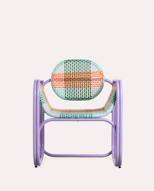 Armchair with Aluminium and Synthetic Rattan Armrests Emba Studio