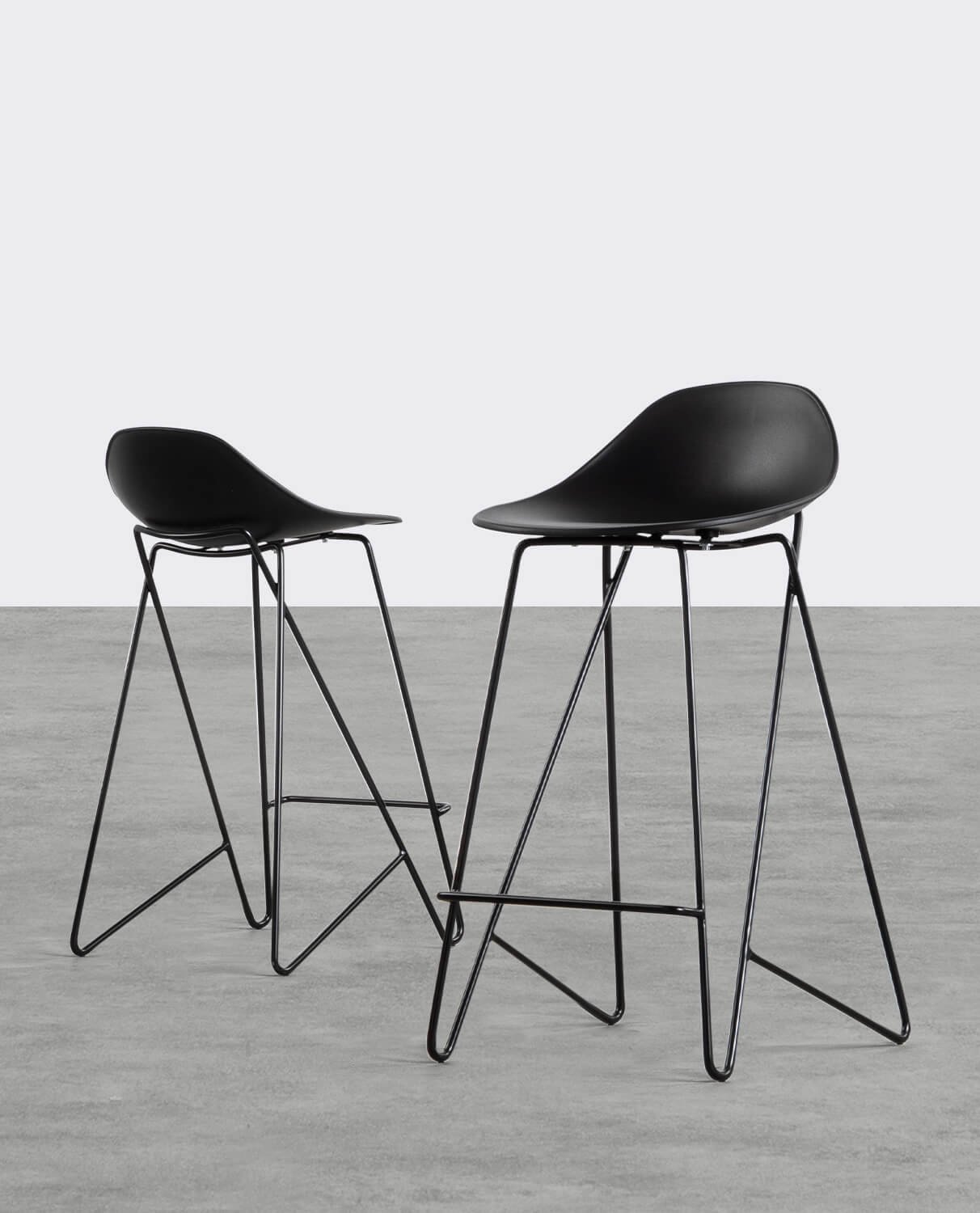 Pack 2 High Polypropylene and Metal Stools (67 cm) Paris, gallery image 1