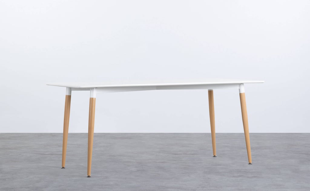 Rectangular Dining Table in Metal and Wood (180x80 cm) Skaule