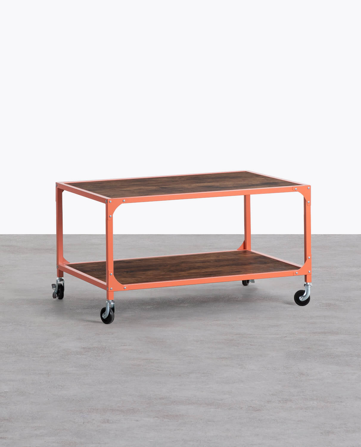 Steel and Wood Coffee Table with Wheels (55x80) Roda, gallery image 1