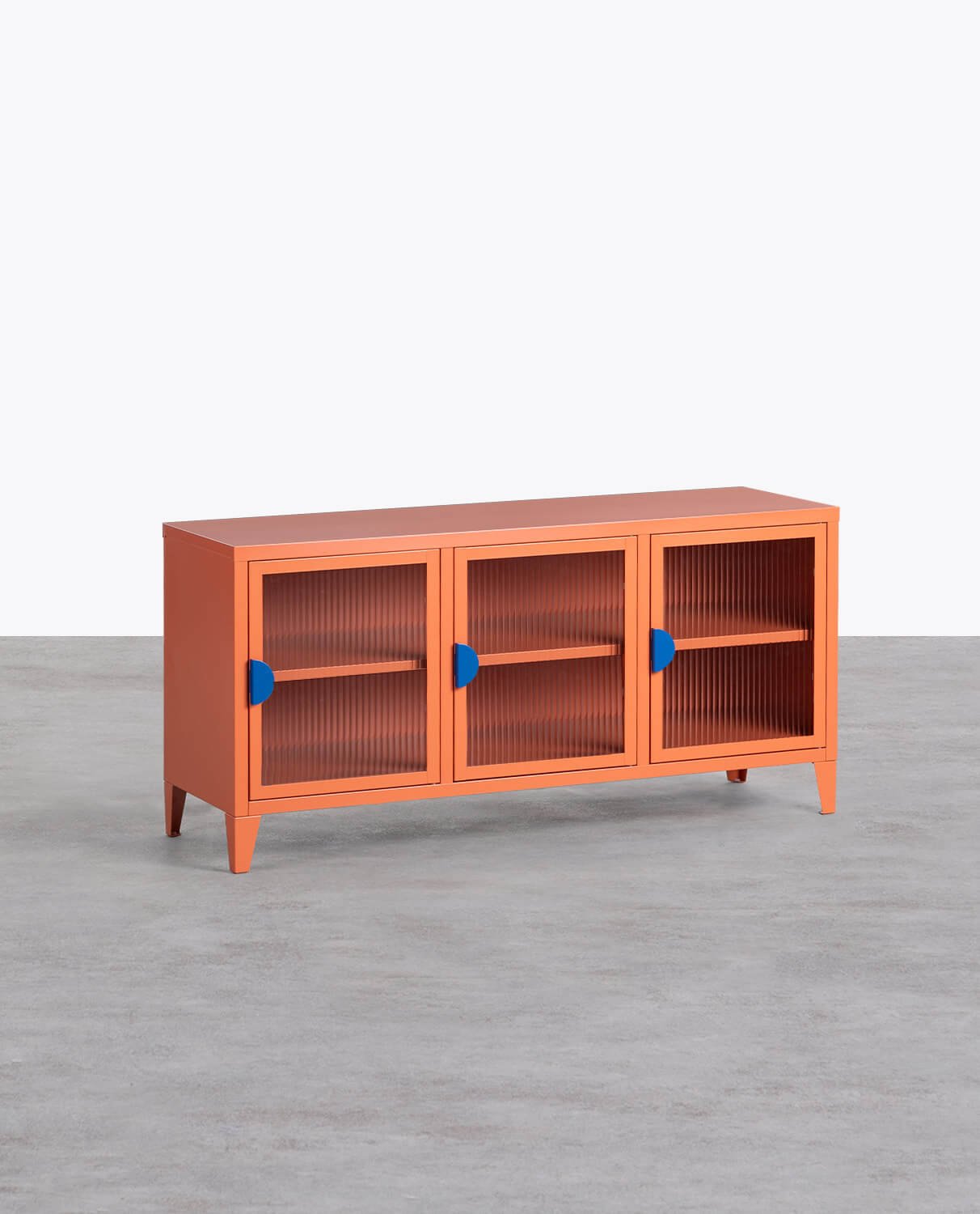 TV Unit 3 Doors in Laminated Steel and Glass Soan, gallery image 1
