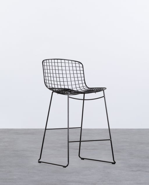 Low Backrest High Steel Stool (66 cm)  Aras Trend - Black