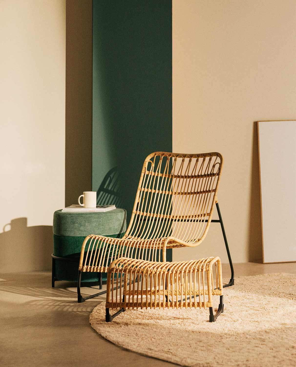 Natural Rattan Armchair with Footrest Milan , gallery image 2