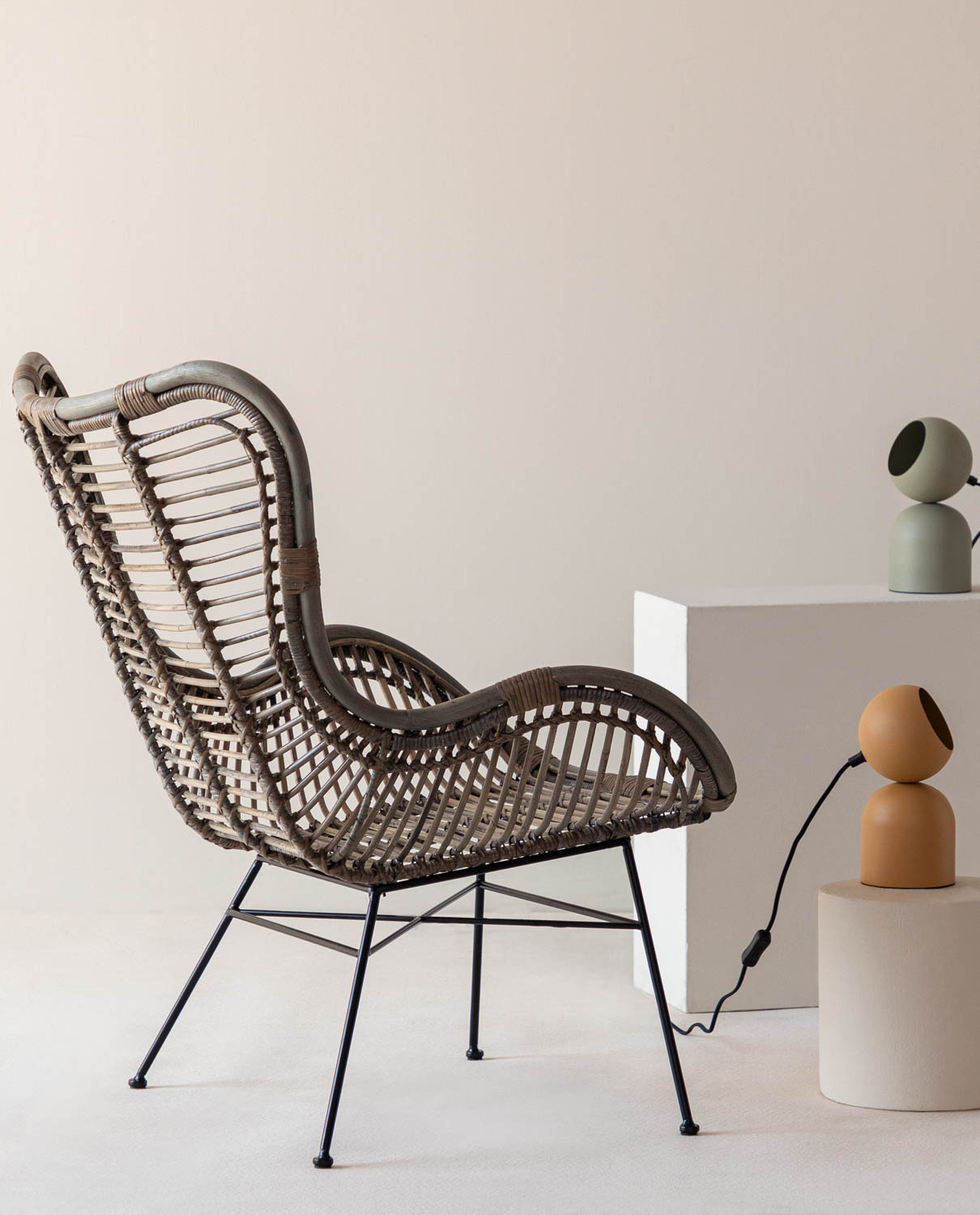 Armchair with Armrests in Natural Rattan Tamam, gallery image 2