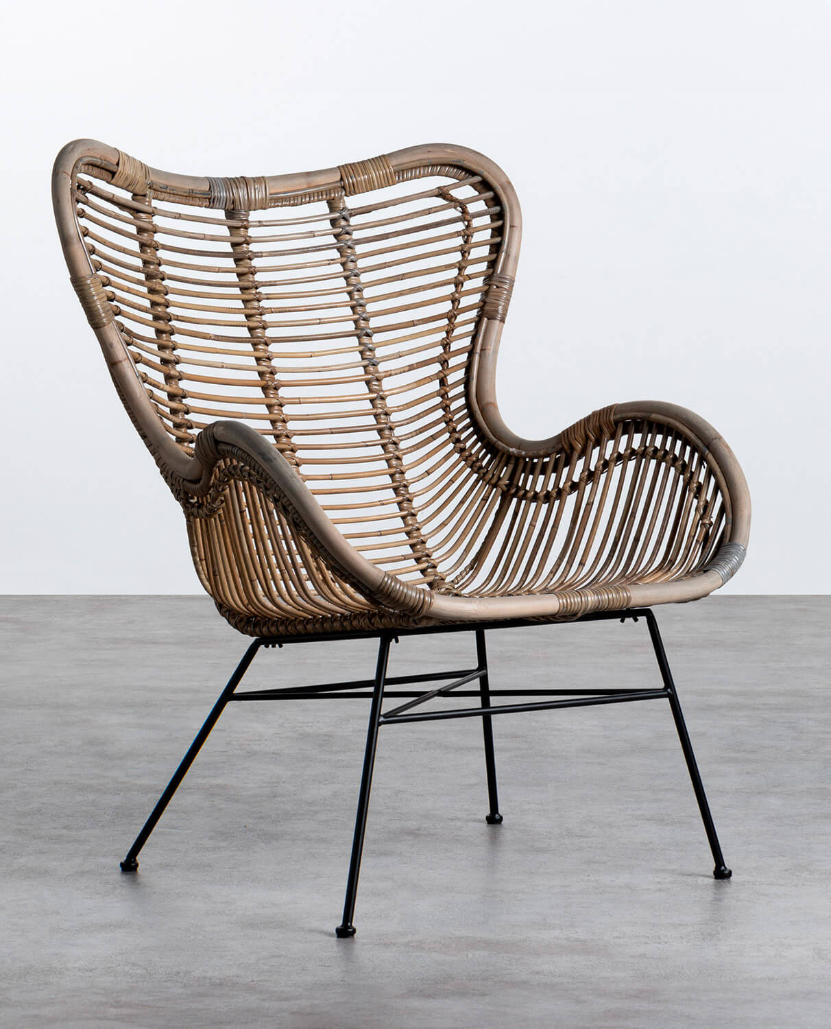 Armchair with Armrests in Natural Rattan Tamam, gallery image 1