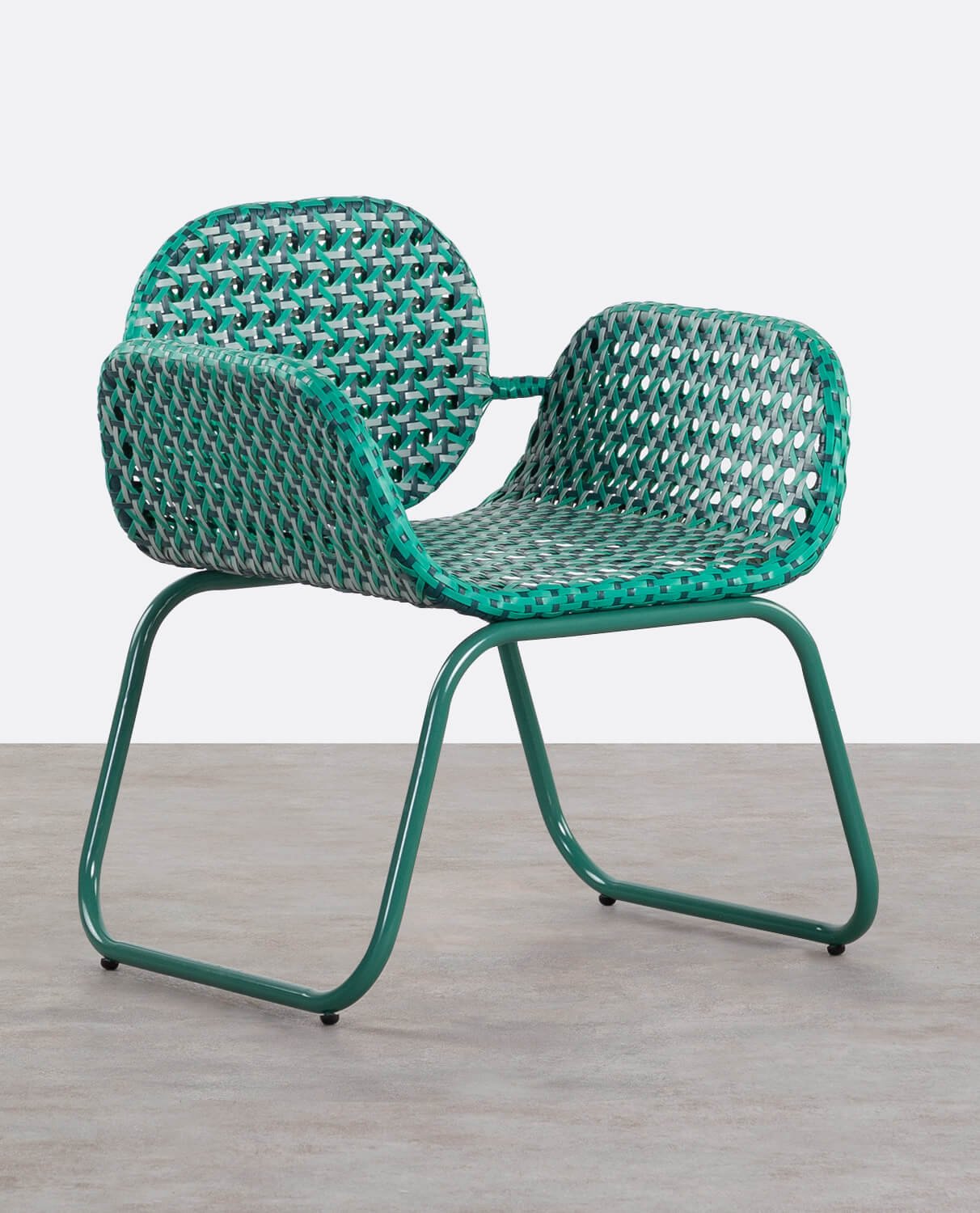 Outdoor Aluminium and Synthetic Rattan Chair with Armrests Roys, gallery image 1