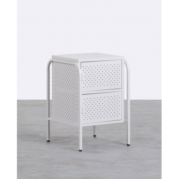 Side Table with Laminated Steel Storage (47,5x50 cm) Atiel Grey Concrete - The Masie
