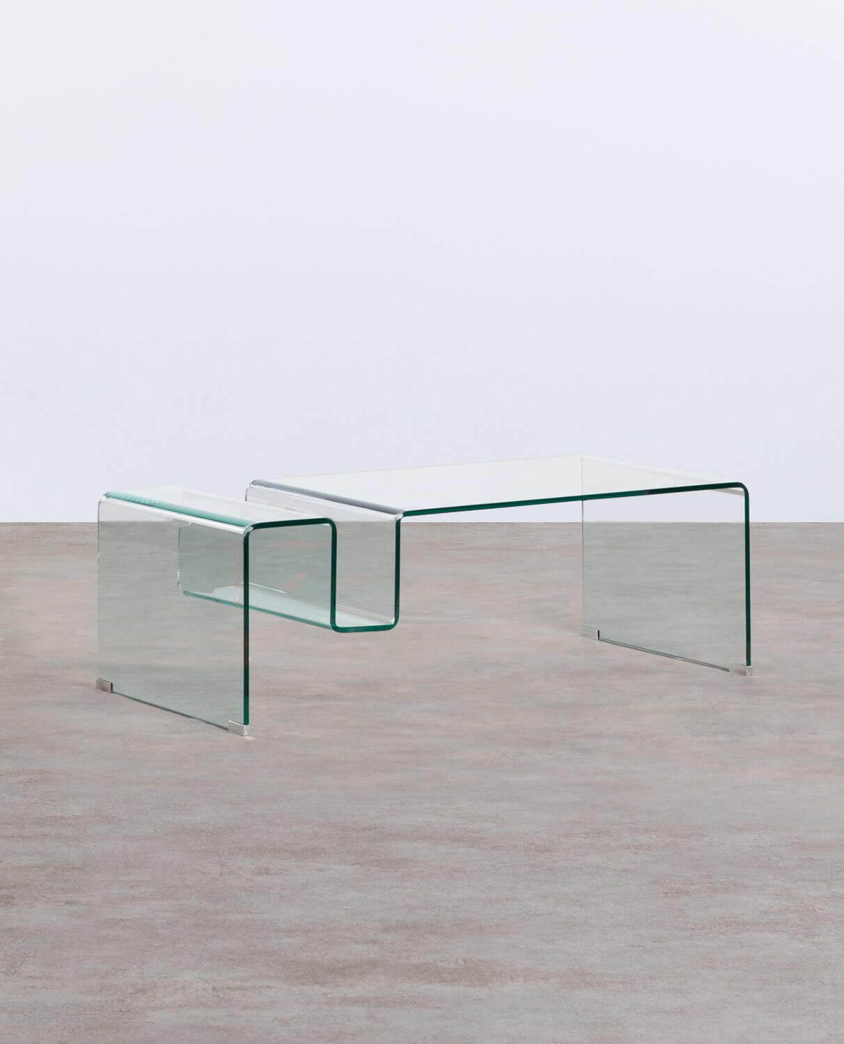 Adit Rectangular Curved Glass Coffee Table, gallery image 1