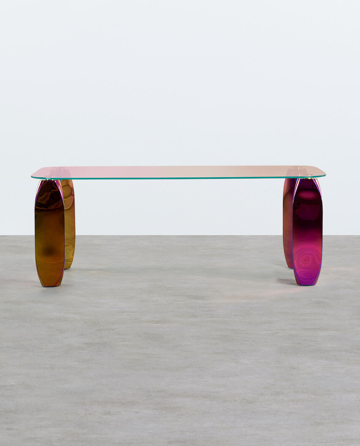 Rectangular Iridescent Tempered Glass Dining Table (200x90 cm) Merli, gallery image 2