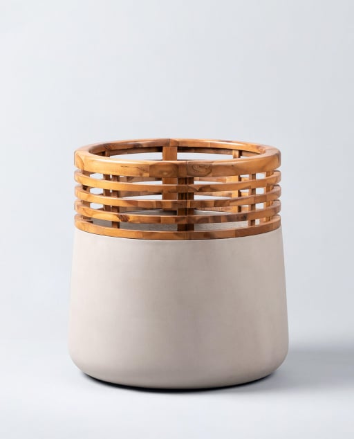 Concrete and Acacia Wood Planter XL (60xØ57 cm) Hazan