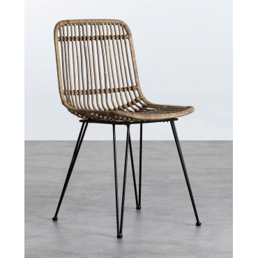 Pack 2 Natural Rattan Outdoor Chairs Nice Clear Rattan - The Masie