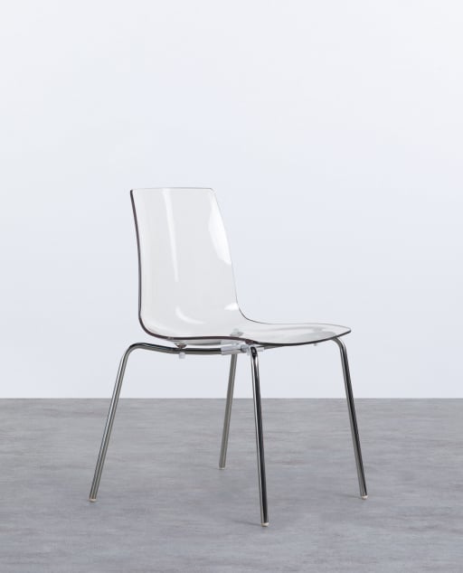 Pack 2 Dining Chairs in Polycarbonate and Metal Samay