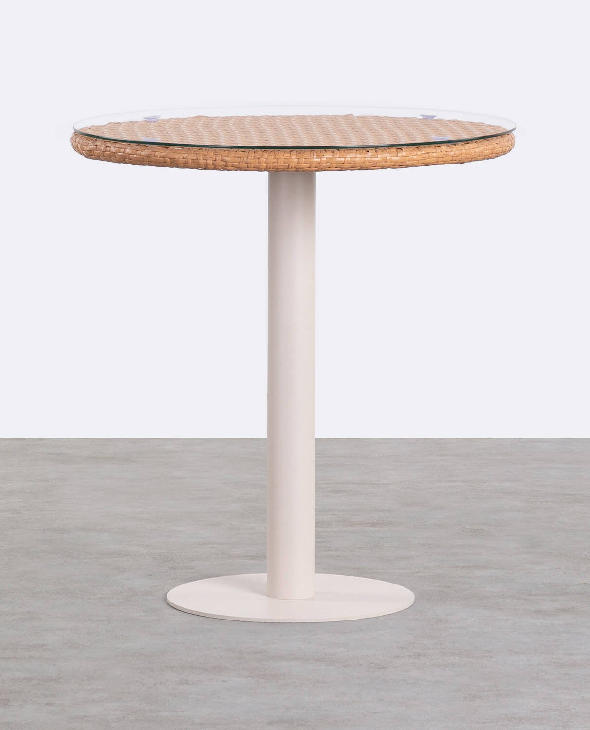 Round Outdoor Table in Aluminium and Tempered Glass (Ø70 cm) Roys, gallery image 1
