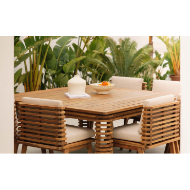 Square Garden Table (160x160 cm) in Acacia Wood Hazan Acacia medium - The Masie