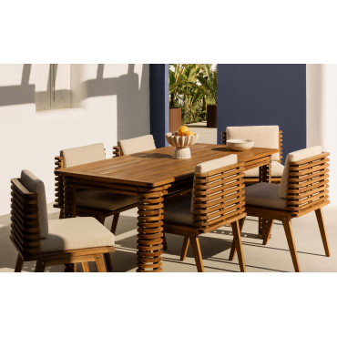 Rectangular Garden Table (180x90 cm) in Acacia Wood Hazan Acacia medium - The Masie
