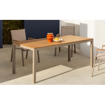 Rectangular Outdoor Table in Aluminium (180x90 cm) Korce Brown Clay - The Masie
