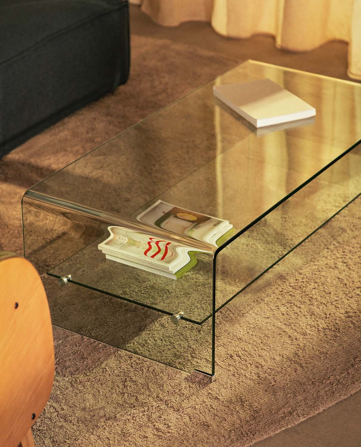 Rectangular Tempered Glass Coffee Table (110,5 x 55,5 cm) Endil, gallery image 2