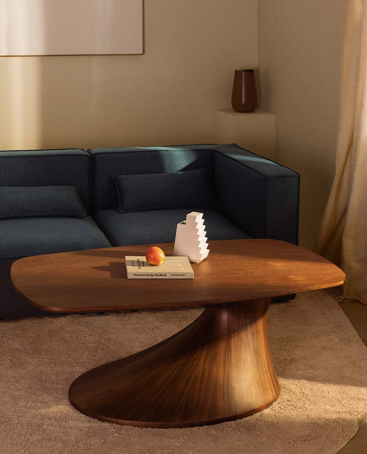 Rectangular Wood and Fiberglass Coffee Table (130x70 cm) Flawas, gallery image 2