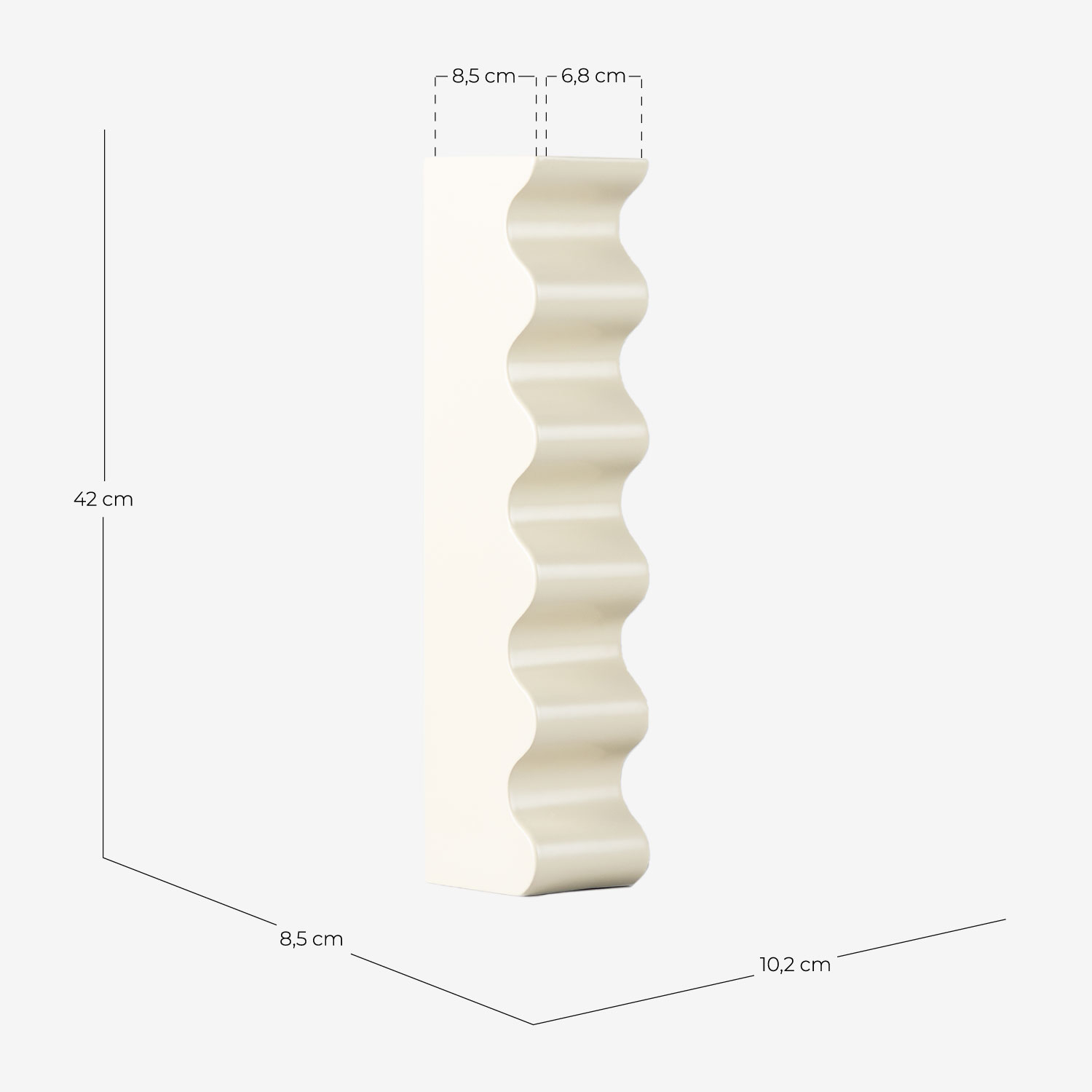 Dolomite Vase Olea, measurements
