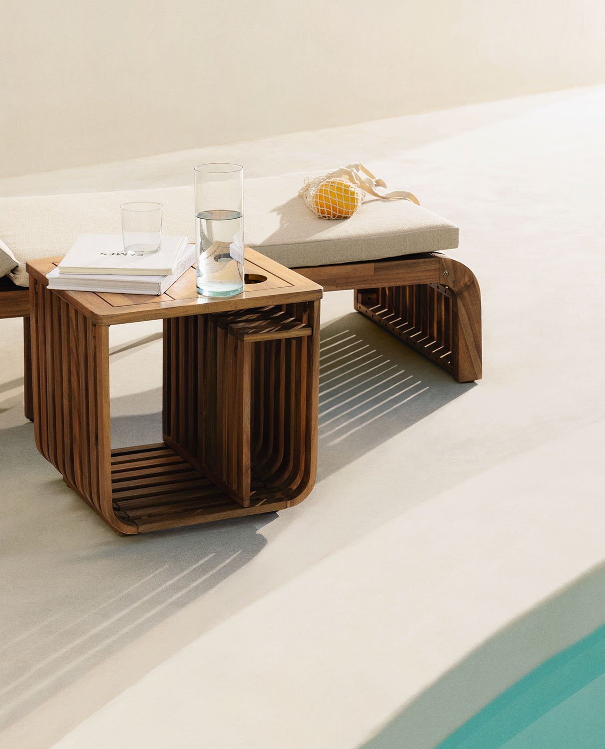 Hazan Trend Acacia Wood Reclining Sun Lounger, gallery image 2