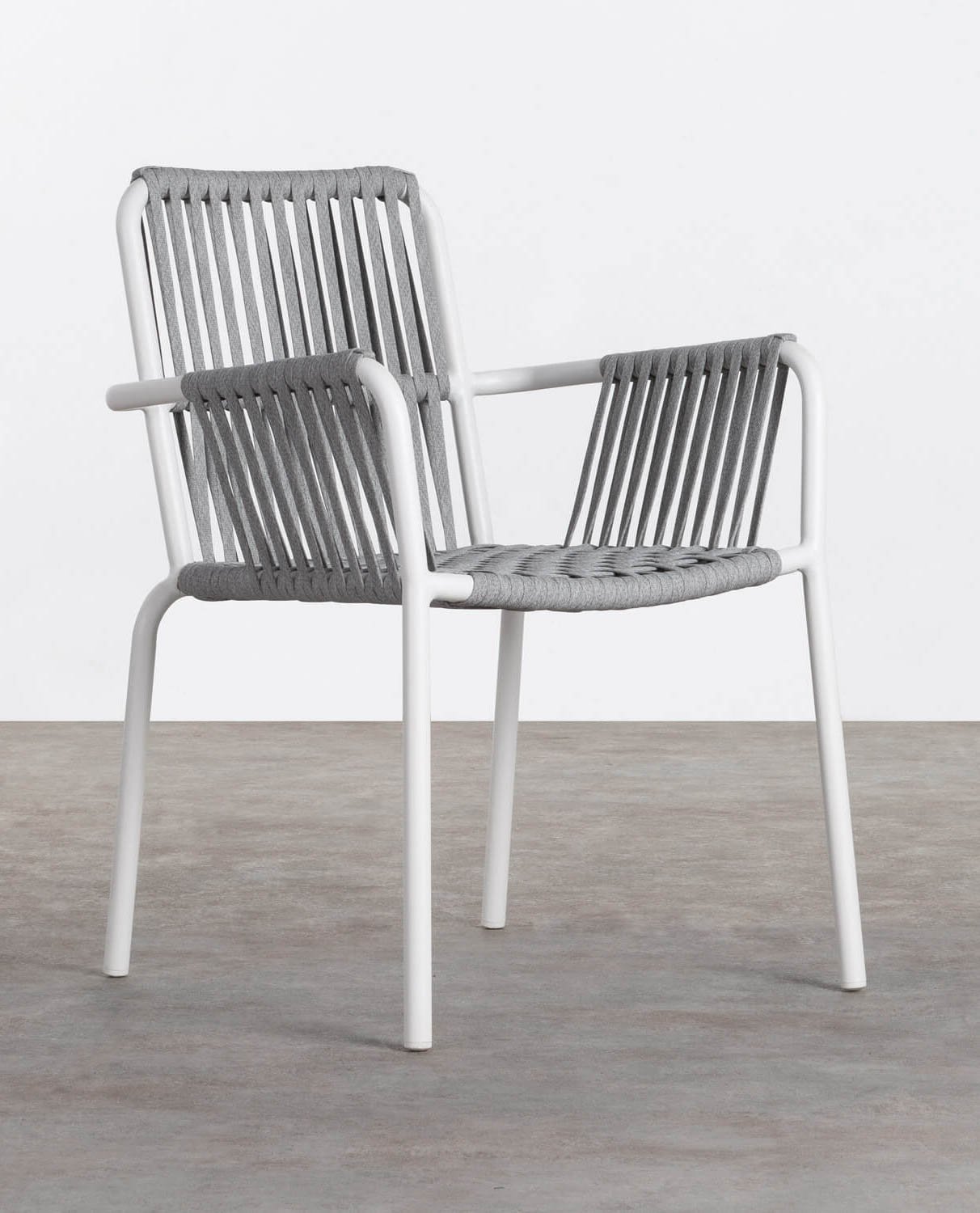 Pack of 2 Dining Chairs in Aluminium and Rope Drian Trend, gallery image 1