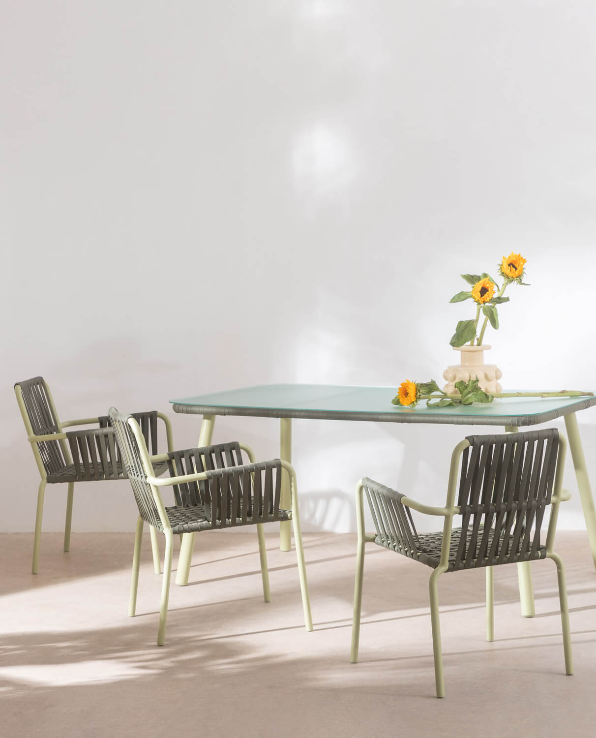 Pack of 2 Dining Chairs in Aluminium and Rope Drian Trend, gallery image 2