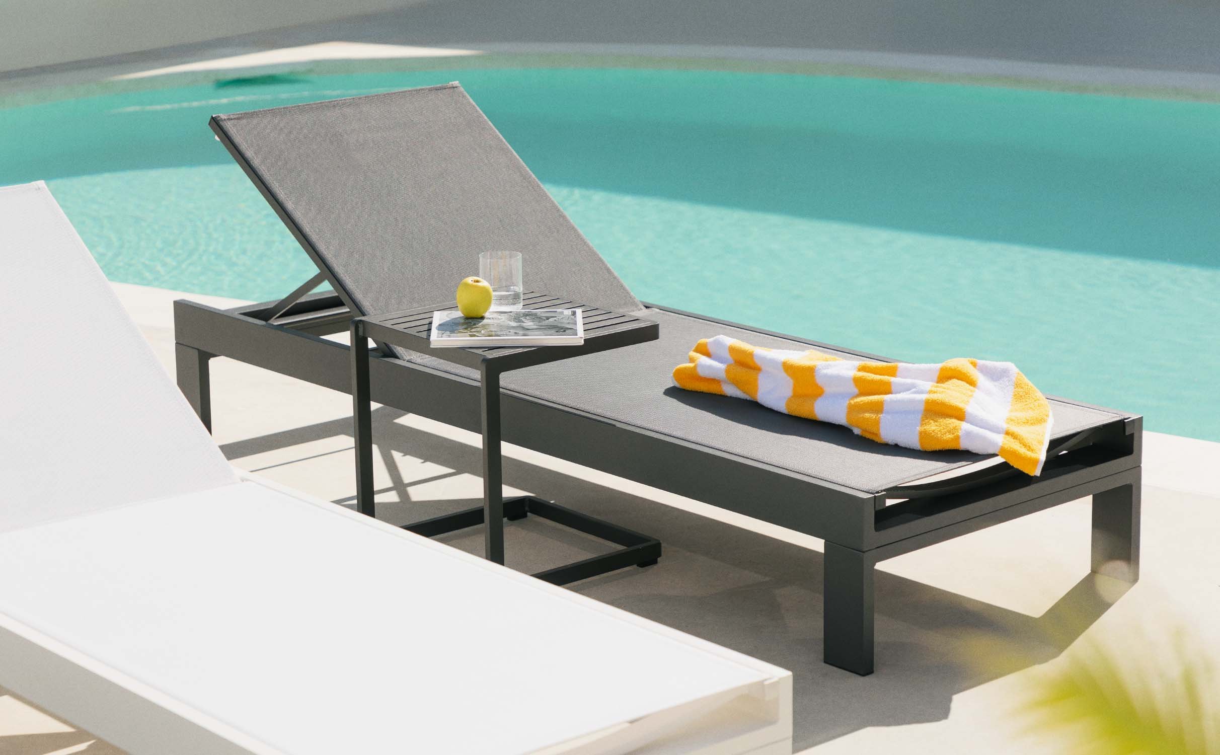 Aluminium and Fabric Reclining Sun Lounger New Kreta, gallery image 1