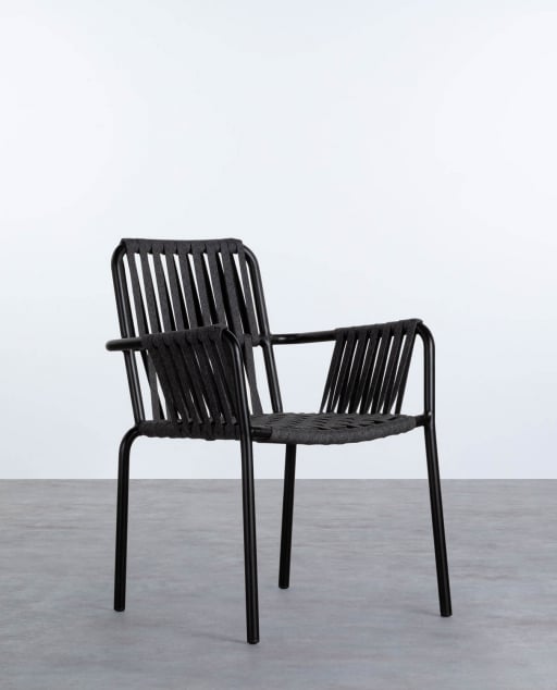 Pack of 2 Dining Chairs in Aluminium and Rope Drian Trend