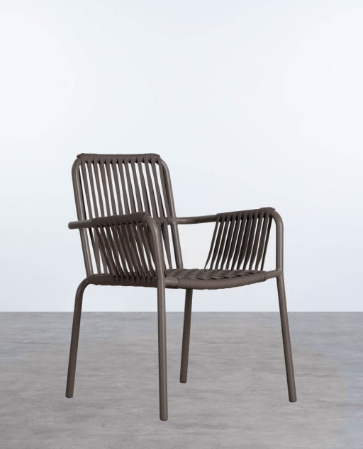 Pack of 2 Dining Chairs in Aluminium and Rope Drian Trend