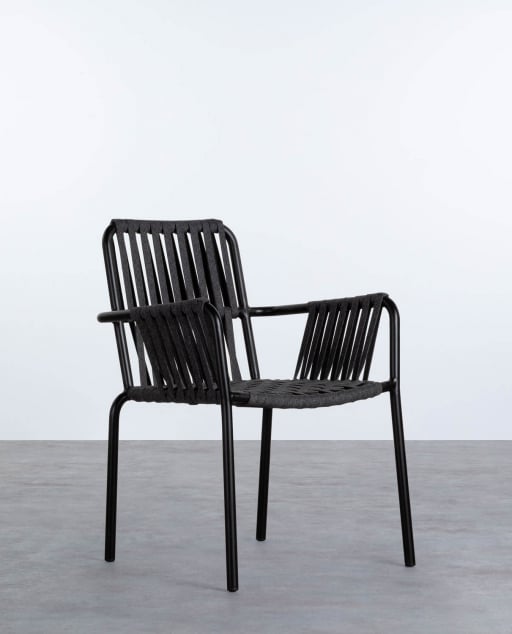 Pack of 4 Drian Trend Aluminum and Rope Outdoor Chairs