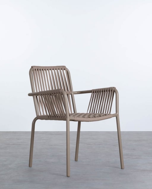 Pack of 4 Drian Trend Aluminum and Rope Outdoor Chairs