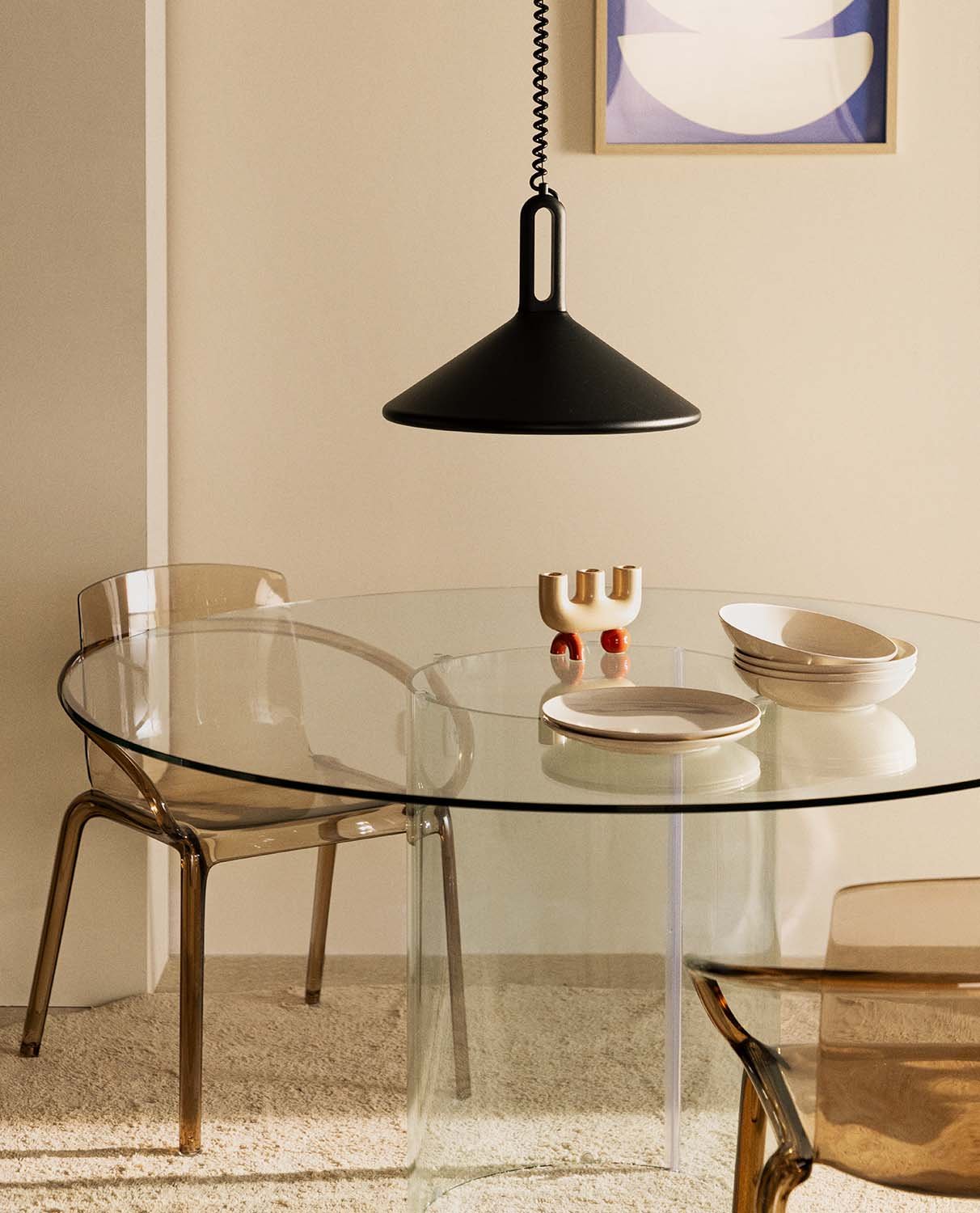 Round Tempered Glass Dining Table (Ø140 cm) Kolu, gallery image 2