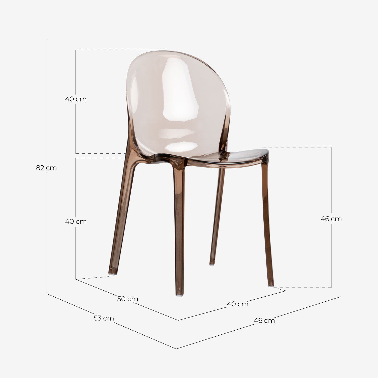 Pack 2 Polycarbonate Outdoor Chairs Imatra, measurements