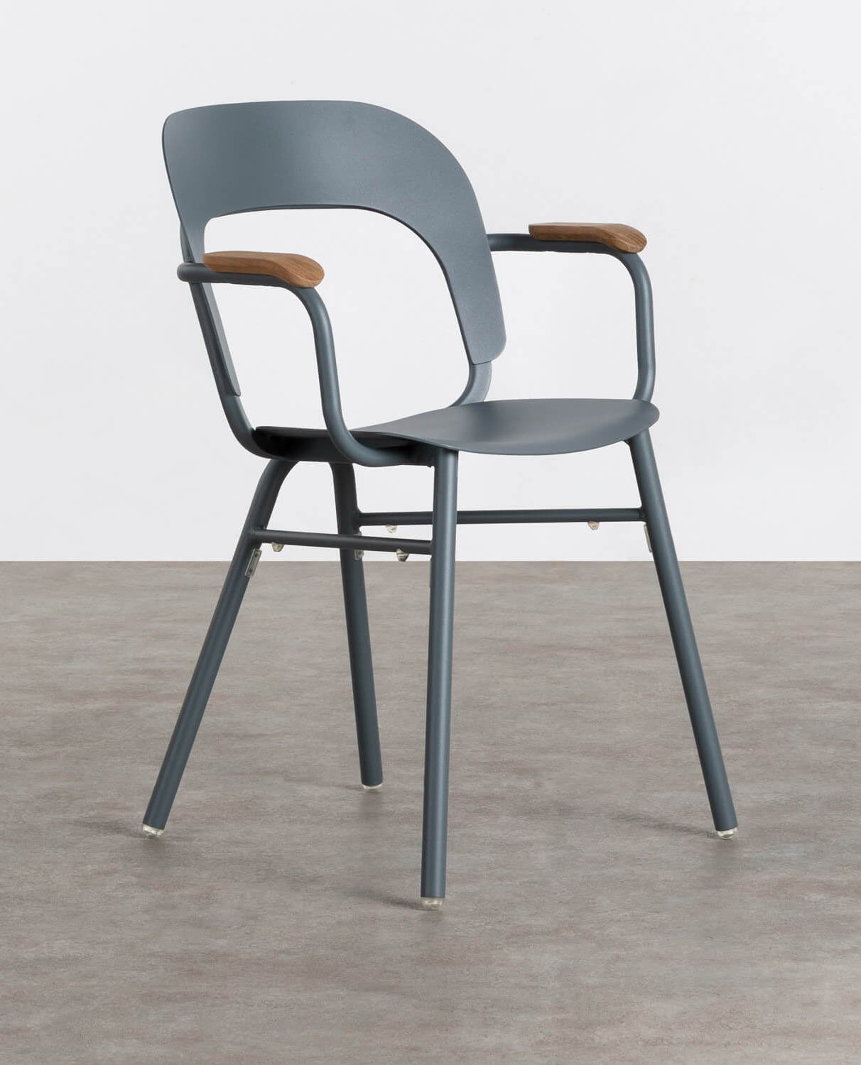 Pack 2 Dining Chairs in Aluminium and Wood with Pop Armrests, gallery image 1