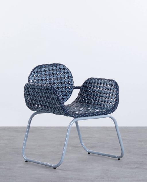 Pack 4 Outdoor Aluminium and Synthetic Rattan Chairs with Armrest Roys