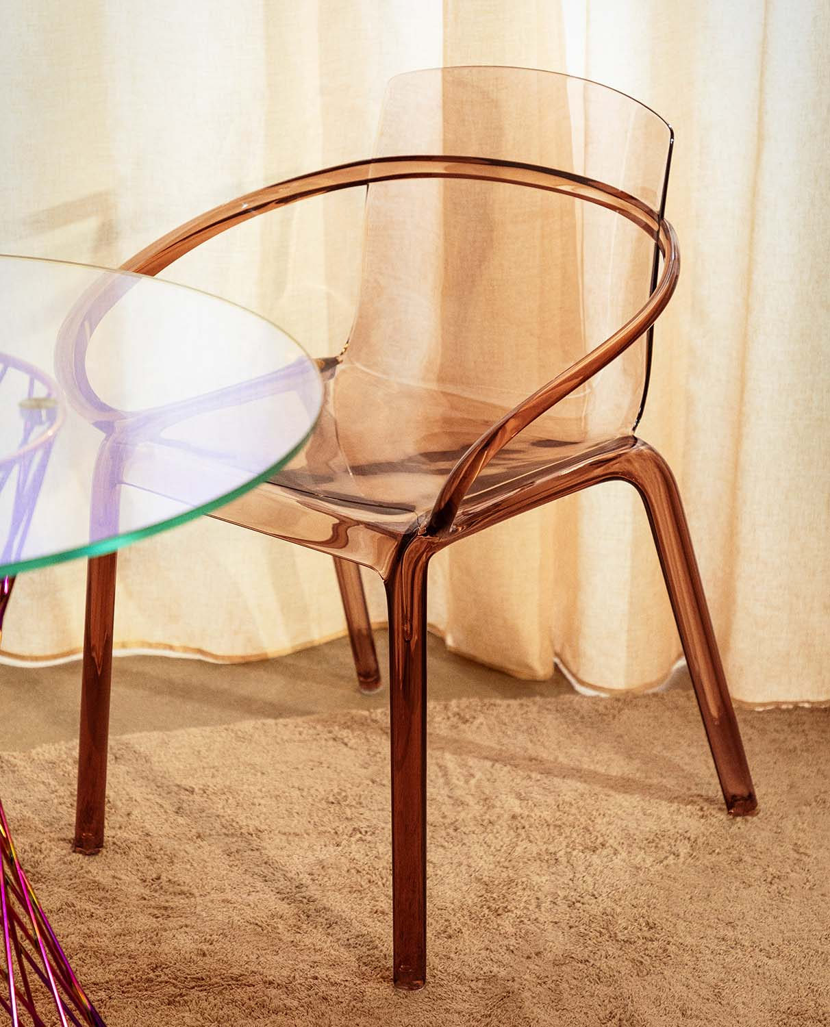 Pack 2 Dining Chairs with Polycarbonate Armrests Zuera, gallery image 2