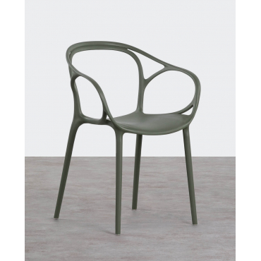 Pack of 4 Polypropylene Outdoor Chairs with Armrests Erbra Green Nori - The Masie