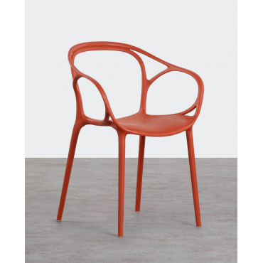 Polypropylene Outdoor Chair with Armrests Erbra Red Brick - The Masie