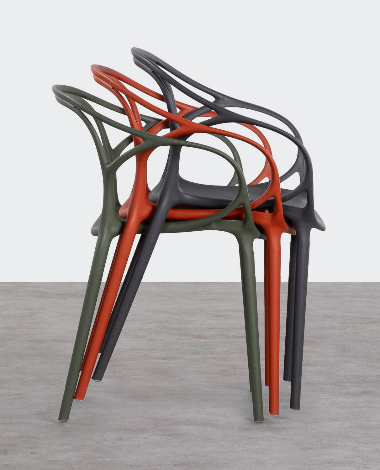 Pack of 4 Polypropylene Dining Chairs with Armrests Erbra, gallery image 2