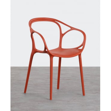 Pack of 2 Polypropylene Outdoor Chairs with Armrests Erbra Red Brick - The Masie