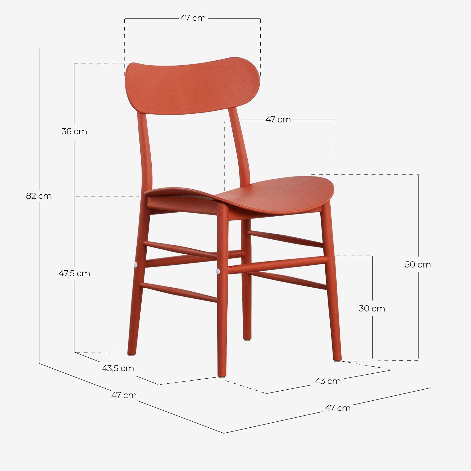 Pack of 4 Beril Polypropylene Outdoor Chairs, measurements
